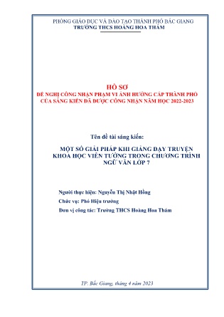 Một số giải pháp khi giảng dạy truyện khoa học viễn tưởng trong chương trình Ngữ văn lớp 7