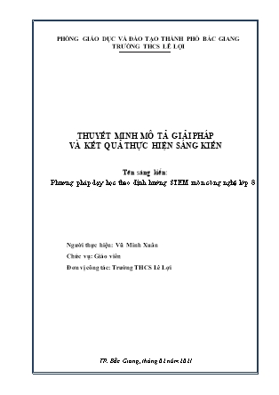 Phương pháp dạy học theo định hướng STEM môn công nghệ lớp 8