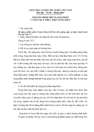 Sử dụng phần mềm Netop School hỗ trợ việc giảng dạy và thực hành môn Tin học lớp 6