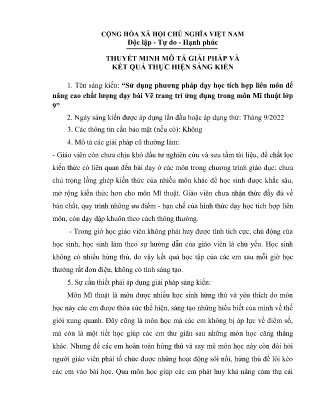 Sử dụng phương pháp dạy học tích hợp liên môn để nâng cao chất lượng dạy bài Vẽ trang trí ứng dụng trong môn Mĩ thuật lớp 9