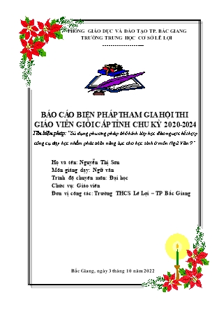 Sử dụng phương pháp Mô hình lớp học đảo ngược kết hợp công cụ dạy học nhằm phát triển năng lực cho học sinh ở môn Ngữ Văn 9